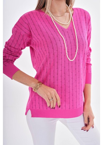 Kadın V Yaka Simli Kazak 12799 BGL-ST04107 fiyatları