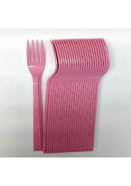 Pembe Plastik Çatal 25'li Piknik Doğum Günü Tek Kullanımlık Kullan At