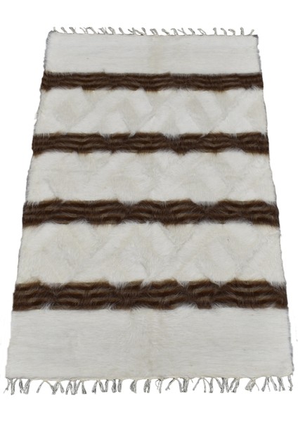 El Dokuma Yün Çizgili Tiftik Siirt Battaniyesi 0002 - Yeni - Beyaz fırsatları