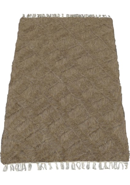 El Dokuma Yün Tek Renk Tiftik Siirt Battaniyesi 0021 - Yeni - Açık Kahverengi