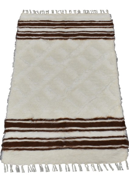 El Dokuma Yün Çizgili Tiftik Siirt Battaniyesi 0011 - Yeni - Beyaz fiyatları