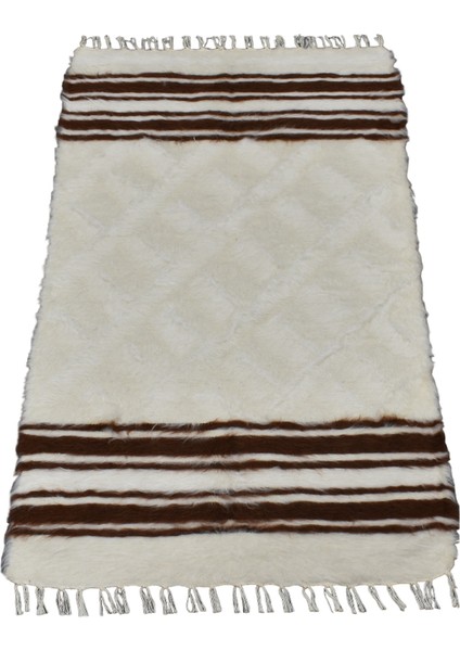 El Dokuma Yün Çizgili Tiftik Siirt Battaniyesi 0011 - Yeni - Beyaz modelleri