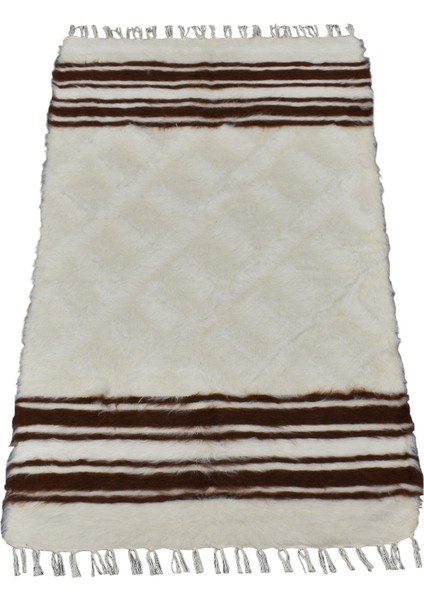 El Dokuma Yün Çizgili Tiftik Siirt Battaniyesi 0011 - Yeni - Beyaz fırsatları