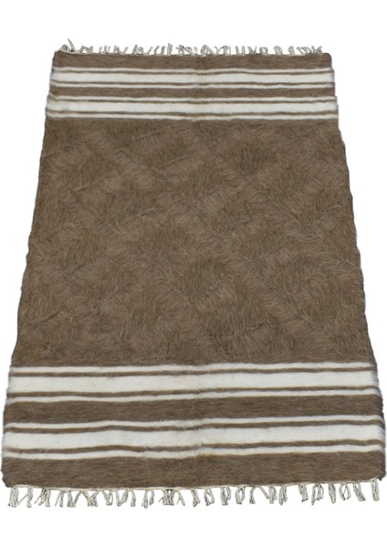 El Dokuma Yün Çizgili Tiftik Siirt Battaniyesi 0023 - Yeni - Açık Kahverengi fiyatları