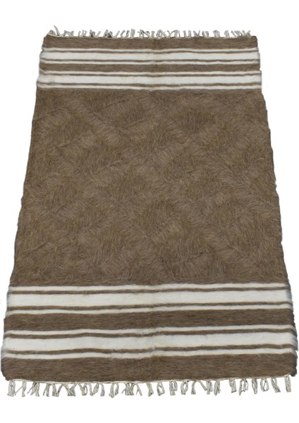 El Dokuma Yün Çizgili Tiftik Siirt Battaniyesi 0023 - Yeni - Açık Kahverengi modelleri