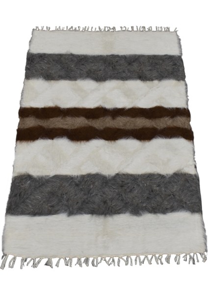 El Dokuma Yün Çizgili Tiftik Siirt Battaniyesi 0018 - Yeni - Çok Renkli