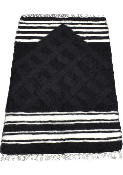 El Dokuma Yün Namazlık Seccade Tiftik Siirt Battaniyesi 0013 - Yeni - Siyah