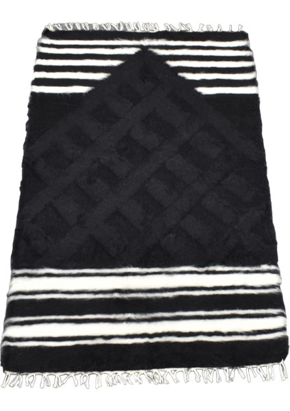 El Dokuma Yün Namazlık Seccade Tiftik Siirt Battaniyesi 0013 - Yeni - Siyah modelleri