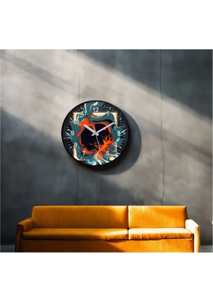Dekoratif 3D Baskı Geometrik Desen Yuvarlak Duvar Saati -18