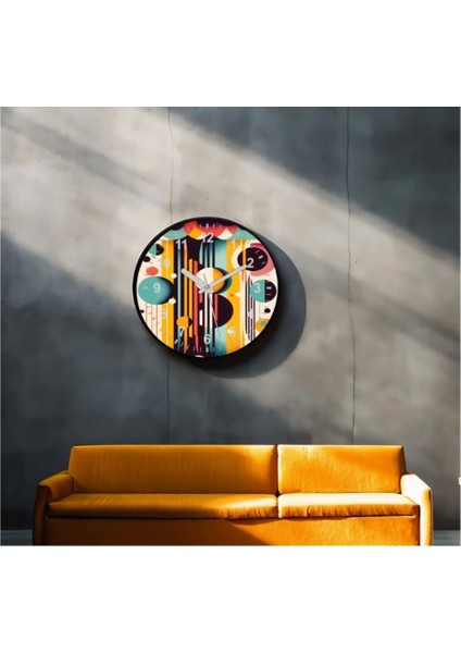 Dekoratif 3D Baskı Geometrik Desen Yuvarlak Duvar Saati -95