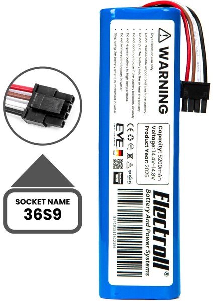 360 S9 Uyumlu Batarya (ORJİNAL KAPASİTE) 5200mah Pil Robot Süpürge Bataryası Değişimi 360rcs9us