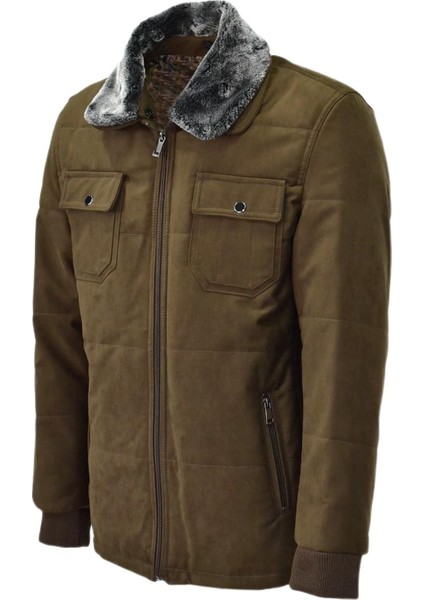 Erkek Spor Peluş Yaka Süet Mont 3126 BGL-ST03996
