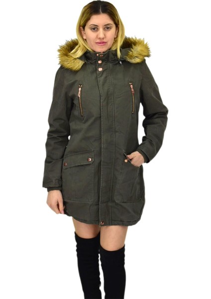 Kadın Spor Kanvas Kapüşonlu Parka M5300 BGL-ST03986