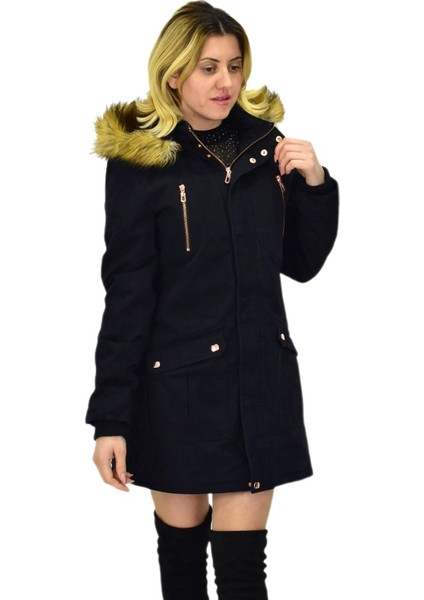 Kadın Spor Kanvas Kapüşonlu Parka M5300 BGL-ST03986