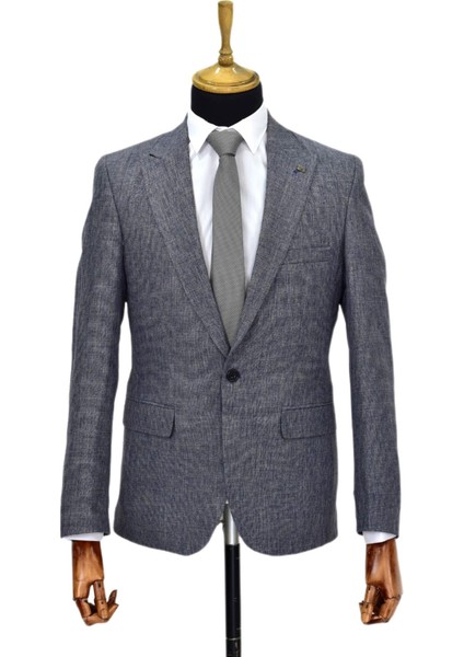 Erkek Lacivert Tek Spor Ceket Çift Yırtmaçlı BGL-ST03979