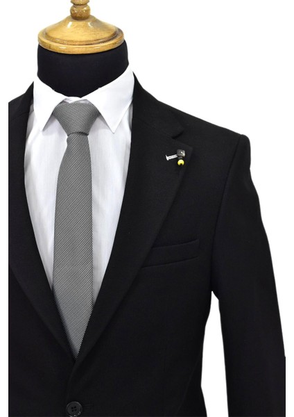 Erkek Siyah Tek Spor Ceket Çift Yırtmaçlı BGL-ST03977