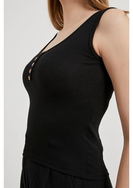 Önü Düğmeli Kalın Askılı Body