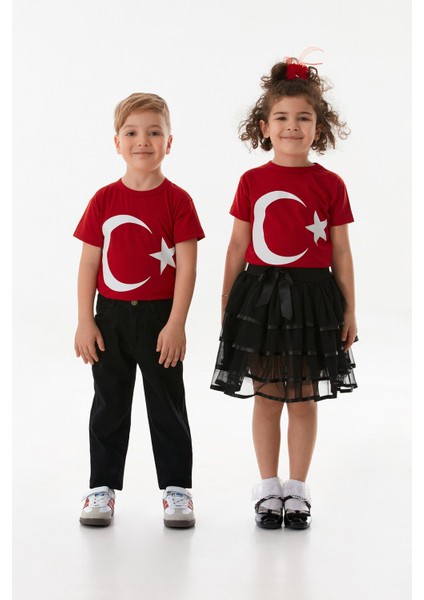Türk Bayrağı Baskılı Çocuk Tişört