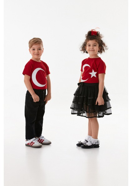 Türk Bayrağı Baskılı Çocuk Tişört