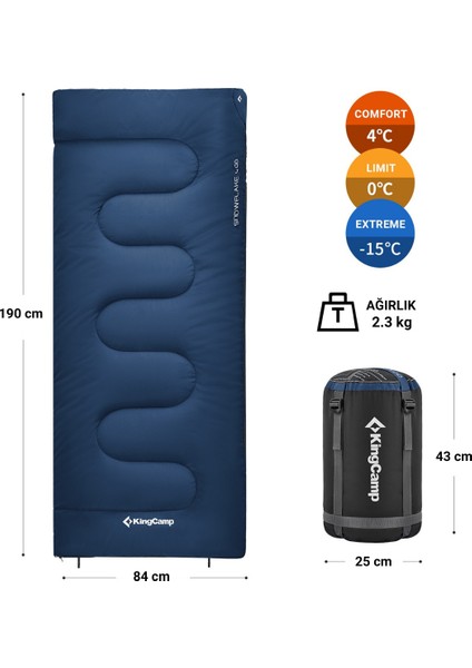 Kingcamp Snowflake 400 Ultra -15°c Uyku Tulumu Navy Sol F.