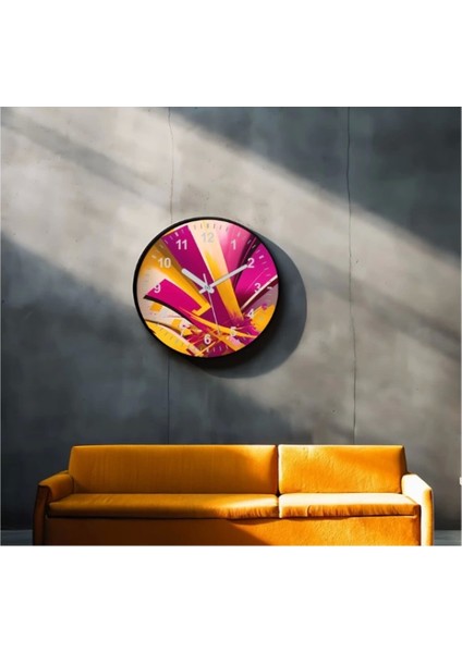 Dekoratif 3D Baskı Geometrik Desen Yuvarlak Duvar Saati -149