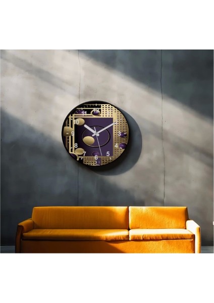 Dekoratif 3D Baskı Geometrik Desen Yuvarlak Duvar Saati -153