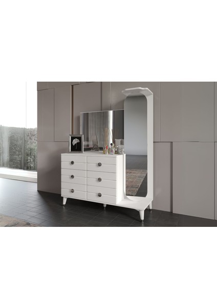 Assen White Boy Aynalı Şifonyer