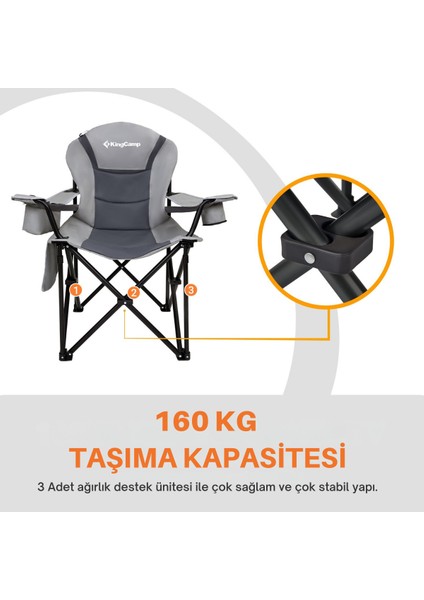 Kingcamp Cedar Deluxe Ultra Bel Destekli Kamp Sandalyesi Grey fırsatları