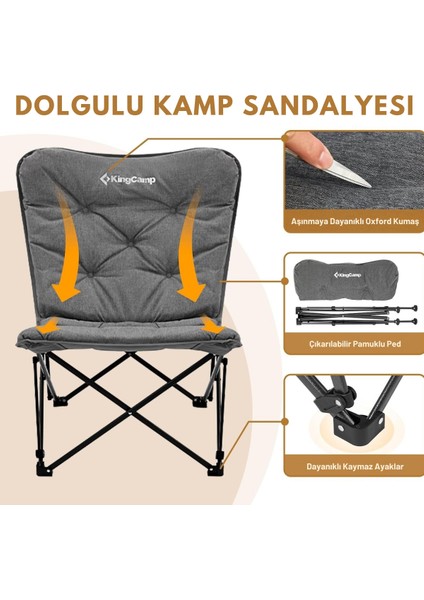 Kingcamp Lemon Lux Ultra Konforlu Kamp Sandalyesi Grey
