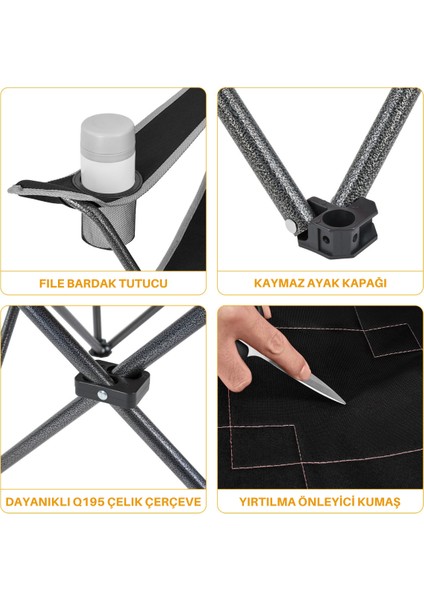 King Camp Kingcamp Lotus Comfort Konforlu & Takviyeli Kamp Sandalyesi Black modelleri