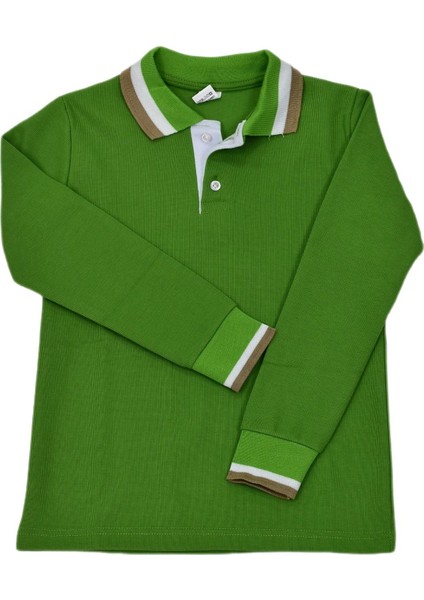 Kolej Polo Yaka Selanik Sweatshirt Yeşil Imm Bgl-Ims-O