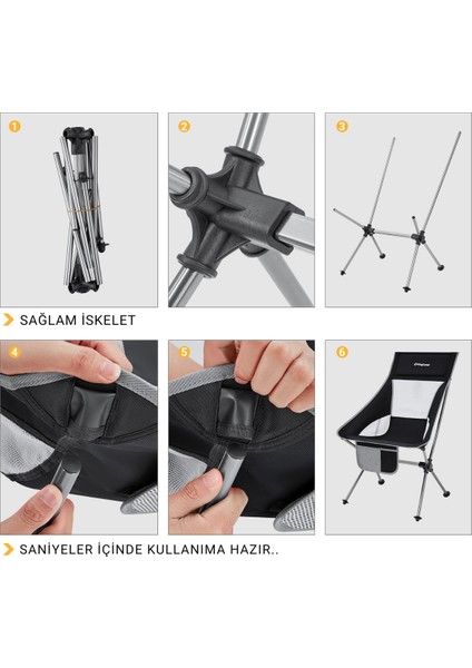 King Camp Kingcamp Canna High Back Ultralight Katlanır Kamp Sandalyesi Black indirimleri
