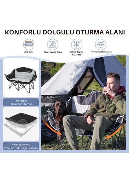 King Camp Kingcamp Loveseat Double Çift Kişilik Katlanır Kamp Sandalyesi B.grey modelleri