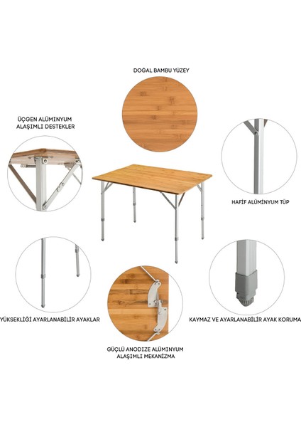 King Camp Kingcamp Bamboo M 100X65 Bambu Kamp Masası fırsatları