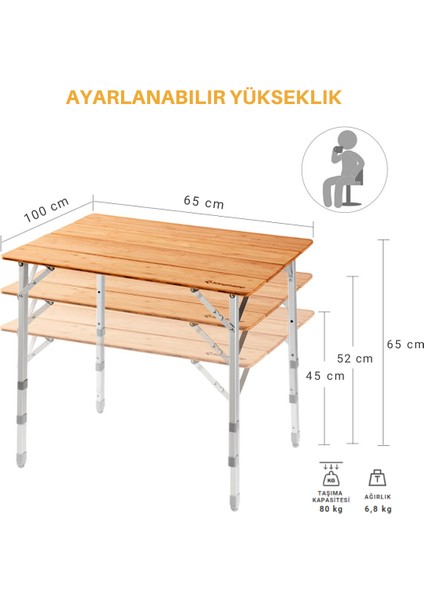 King Camp Kingcamp Bamboo M 100X65 Bambu Kamp Masası indirimleri