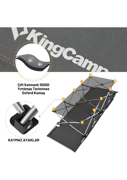 King Camp Kingcamp Willow Ultra Katlanır Kampet Portatif Kamp Yatağı Grey modelleri