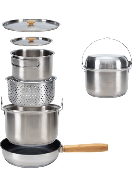 Cookware Set Paslanmaz Çelik Kamp Tencere Seti
