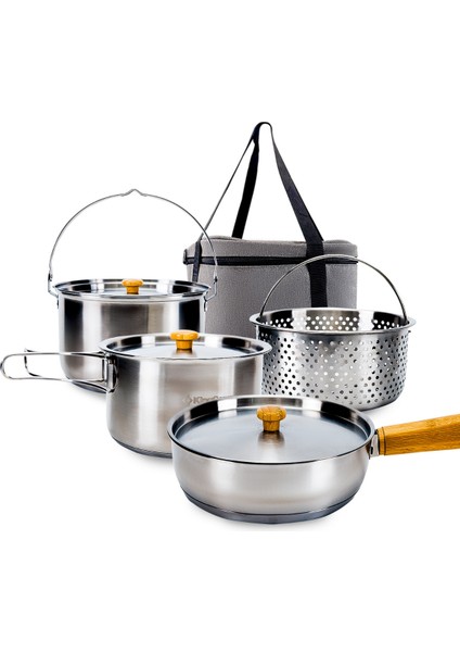 Cookware Set Paslanmaz Çelik Kamp Tencere Seti fiyatları
