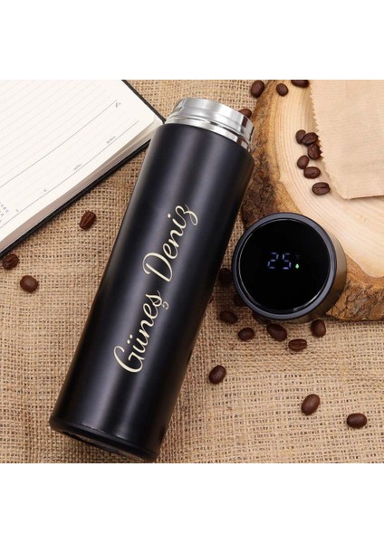 Kişiye Özel LED Sıcaklık Göstergeli Akıllı Vakumlu Yalıtımlı Termos 500ML
