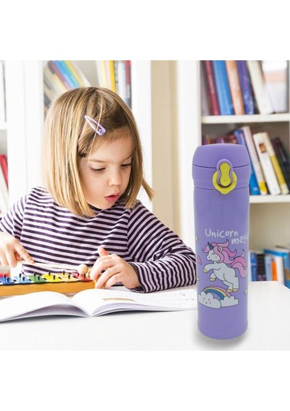 Çocuklara Özel Isim Yazılı Unicorn Tasarımlı Termos Matara