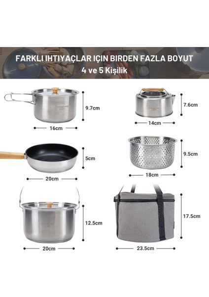 Cookware Set I Paslanmaz Çelik Kamp Tencere Seti modelleri