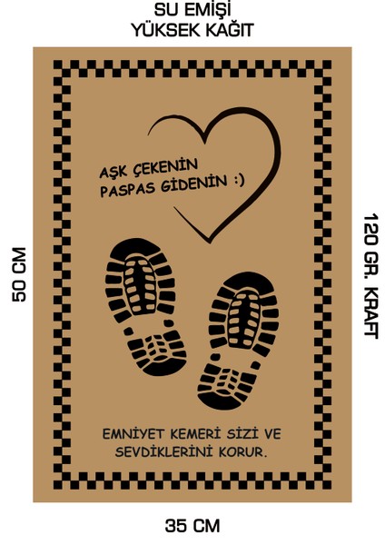 35X50 120 Gr. Kraft Kağıt Oto Paspası 100 Adet