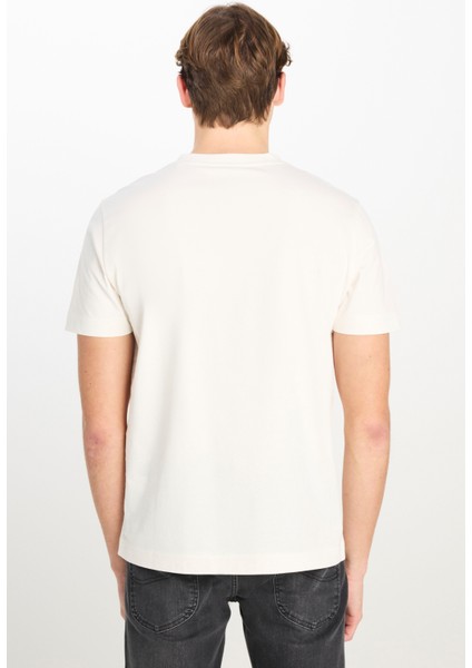 %100 Pamuk Regular Fit Normal Kesim Bisiklet Yaka Kırık Beyaz Tişört indirimleri