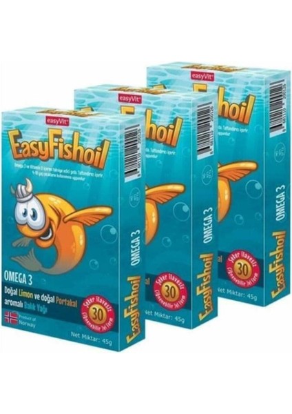 Easyfish Oil Omega 3 Balık Yağı 30 Jel Tablet x 3 Adet