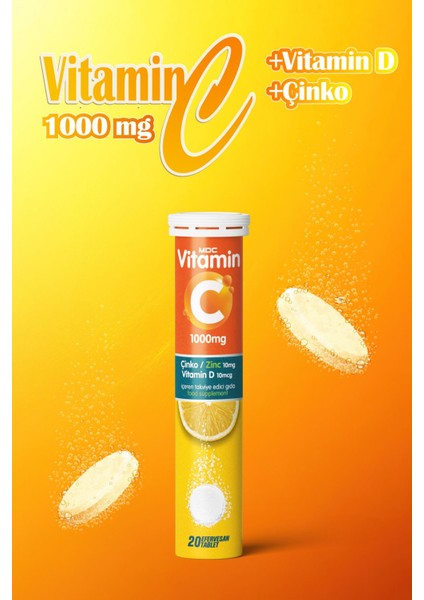 3'lü C- D - Çinko Vitamin 20 Efervesan Tablet