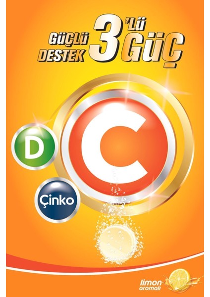 3'lü C- D - Çinko Vitamin 20 Efervesan Tablet