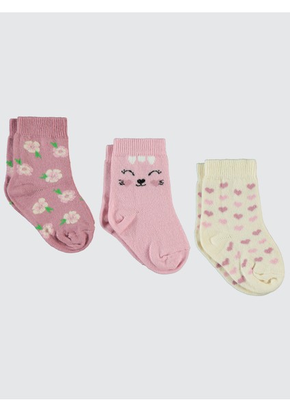 Kız Bebek 3'lü Çorap Set 6-18 Ay Pembe