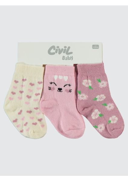Kız Bebek 3'lü Çorap Set 6-18 Ay Pembe modelleri