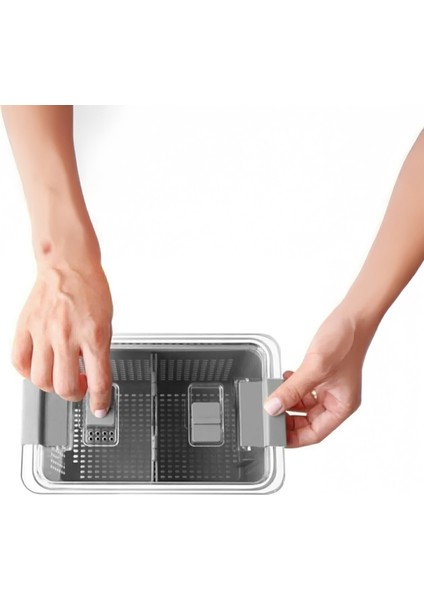 5 Litre Süzgeçli Bölmeli Organizer Buzdolabı Hava Geçirmez Saklama Kabı