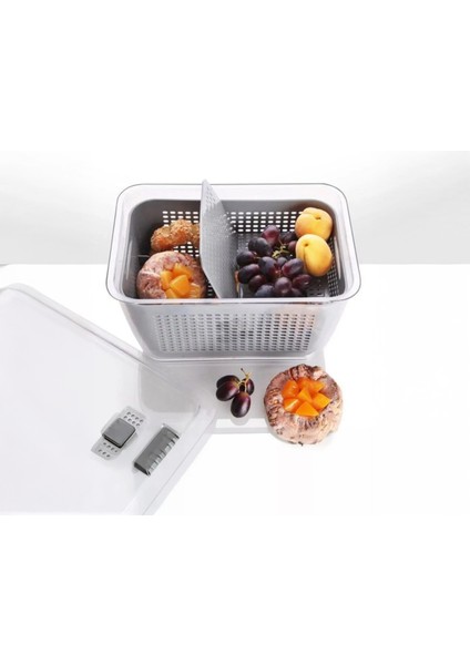 2,5 Litre Süzgeçli Bölmeli Organizer Buzdolabı Hava Geçirmez Saklama Kabı